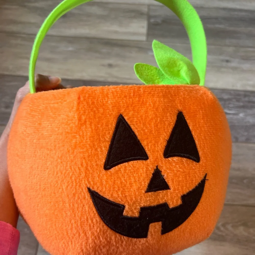 Orange Plush Jack-O'-Lantern Trick-or-Treat Bucket - Picture 2 of 7